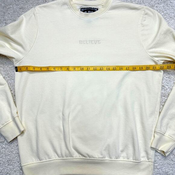 Blind Rooster Embroidered Believe Crewneck Sweatshirt Acid Washed Pullover Sz: L - Picture 5 of 8
